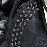 Studded Skull Large-Capacity PU Leather Crossbody Shoulder Bag