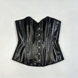 Stylish Crocodile-Embossed PU Leather Strapless Corset | Gthic.com
