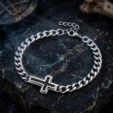 Stylish Cross Cuban Link Stainless Steel Bracelet | Gthic.com