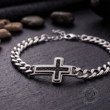 Stylish Cross Cuban Link Stainless Steel Bracelet