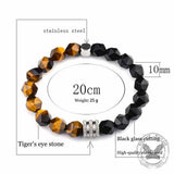 Stylish Faceted Stone Stainless Steel Beaded Bracelet