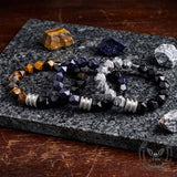 Stylish Faceted Stone Stainless Steel Beaded Bracelet | Gthic.com