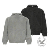 Stylish High-Neck Hooded Two-Way Zipper Knit Cardigan | Gthic.com