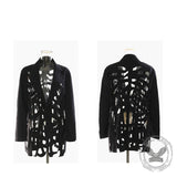 Stylish Hollow Frayed-Edge Design Suit Coat
