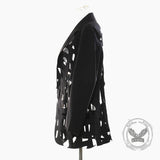 Stylish Hollow Frayed-Edge Design Suit Coat