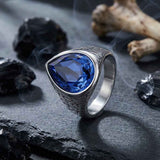Stylish Teardrop-Shaped Gemstone Stainless Steel Ring