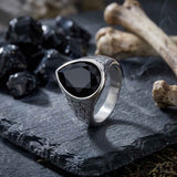 Stylish Teardrop-Shaped Gemstone Stainless Steel Ring