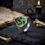 Stylish Teardrop-Shaped Gemstone Stainless Steel Ring