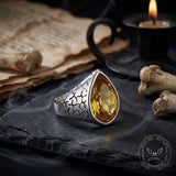 Stylish Teardrop-Shaped Gemstone Stainless Steel Ring