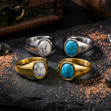 Stylish Turquoise Stainless Steel Simple Ring | Gthic.com