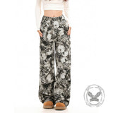 Stylish White Leopard Print Wide-Leg Baggy Pants | Gthic.com