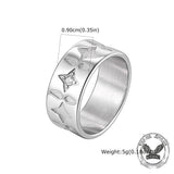 Stylish Zircon Four-Pointed Star Stainless Steel Ring