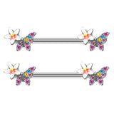Sun Flower Design Butterfly Alloy Nipple Ring | Gthic.com