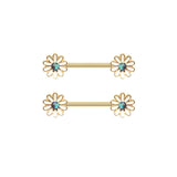 Sun Flower Design Butterfly Alloy Nipple Ring | Gthic.com