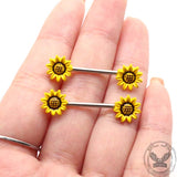 Sun Flower Design Butterfly Alloy Nipple Ring | Gthic.com