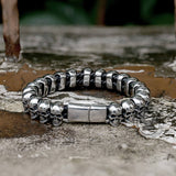Surrounded Skulls Stainless Steel Bracelet