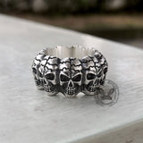 Surrounded Titanium Sterling Silver Skull Ring | Gthic.com