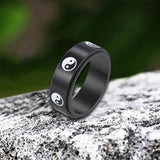 Tai Chi Yin Yang Fish Stainless Steel Spinner Ring