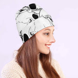 Terrible White Skull Print Warm Knitted Beanies Hat