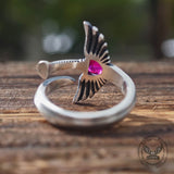 The Sword Of Angles Heart Gem Sterling Silver Ring | Gthic.com