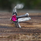 The Sword Of Angles Heart Gem Sterling Silver Ring | Gthic.com