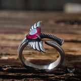 The Sword Of Angles Heart Gem Sterling Silver Ring | Gthic.com