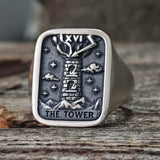 The Tower Major Arcana Tarot Sterling Silver Ring | Gthic.com