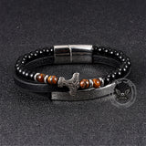 Thor's Hammer Agate Tiger Eye Stainless Steel Bracelet