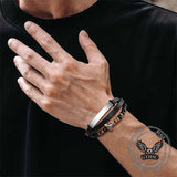 Thor's Hammer Agate Tiger Eye Stainless Steel Bracelet | Gthic.com