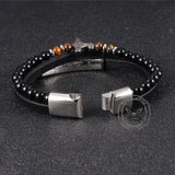 Thor's Hammer Agate Tiger Eye Stainless Steel Bracelet