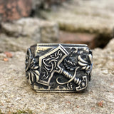 Thor’s Hammer Triquetra Sterling Silver Viking Ring | Gthic.com