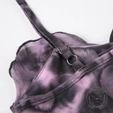 Tie-dye Butterfly Rose Irregular Ruffle Camisole