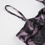 Tie-dye Butterfly Rose Irregular Ruffle Camisole