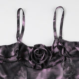 Tie-dye Butterfly Rose Irregular Ruffle Camisole