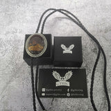 Corbata tipo bolo estilo vaquero occidental con piedra de ojo de tigre