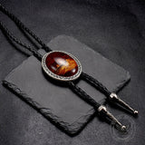 Tiger Eye Stone Western Cowboy Bolo Tie | Gthic.com