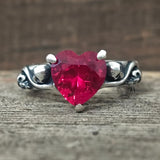 Till Death Do Us Part Heart Gem Sterling Silver Skull Ring