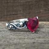 Till Death Do Us Part Heart Gem Sterling Silver Skull Ring