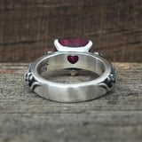 Till Death Do Us Part Heart Gem Sterling Silver Skull Ring