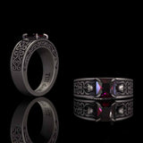 Till Death Do Us Part Skull Gem-Set Sterling Silver Ring | Gthic.com