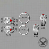 Till Death Do Us Part Skull Gem Sterling Silver Couple Ring