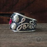 Till Death Do Us Part Skull Gem Sterling Silver Couple Ring