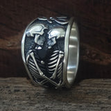 Till Death Do Us Part Skull Gem Sterling Silver Couple Ring