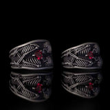 Till Death Do Us Part Skull Gem Sterling Silver Couple Ring | Gthic.com