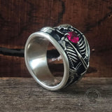 Till Death Do Us Part Skull Gem Sterling Silver Couple Ring