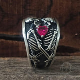 Till Death Do Us Part Skull Gem Sterling Silver Couple Ring