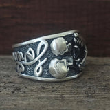 Till Death Do Us Part Skull Gem Sterling Silver Couple Ring