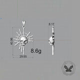 Gothic Skull Sun God Sterling Silver Monster Pendant
