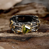 Triangle Topaz Inlaid Brass Cocktail Ring | Gthic.com