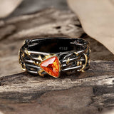 Triangle Topaz Inlaid Brass Cocktail Ring | Gthic.com